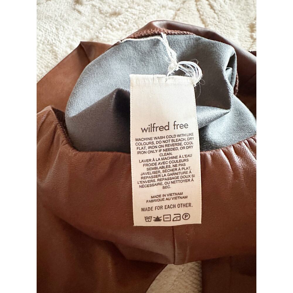 Aritzia Wilfred Free Daria Pant Brown High Rise Vegan Leather Leggings Size S - Picture 5 of 7